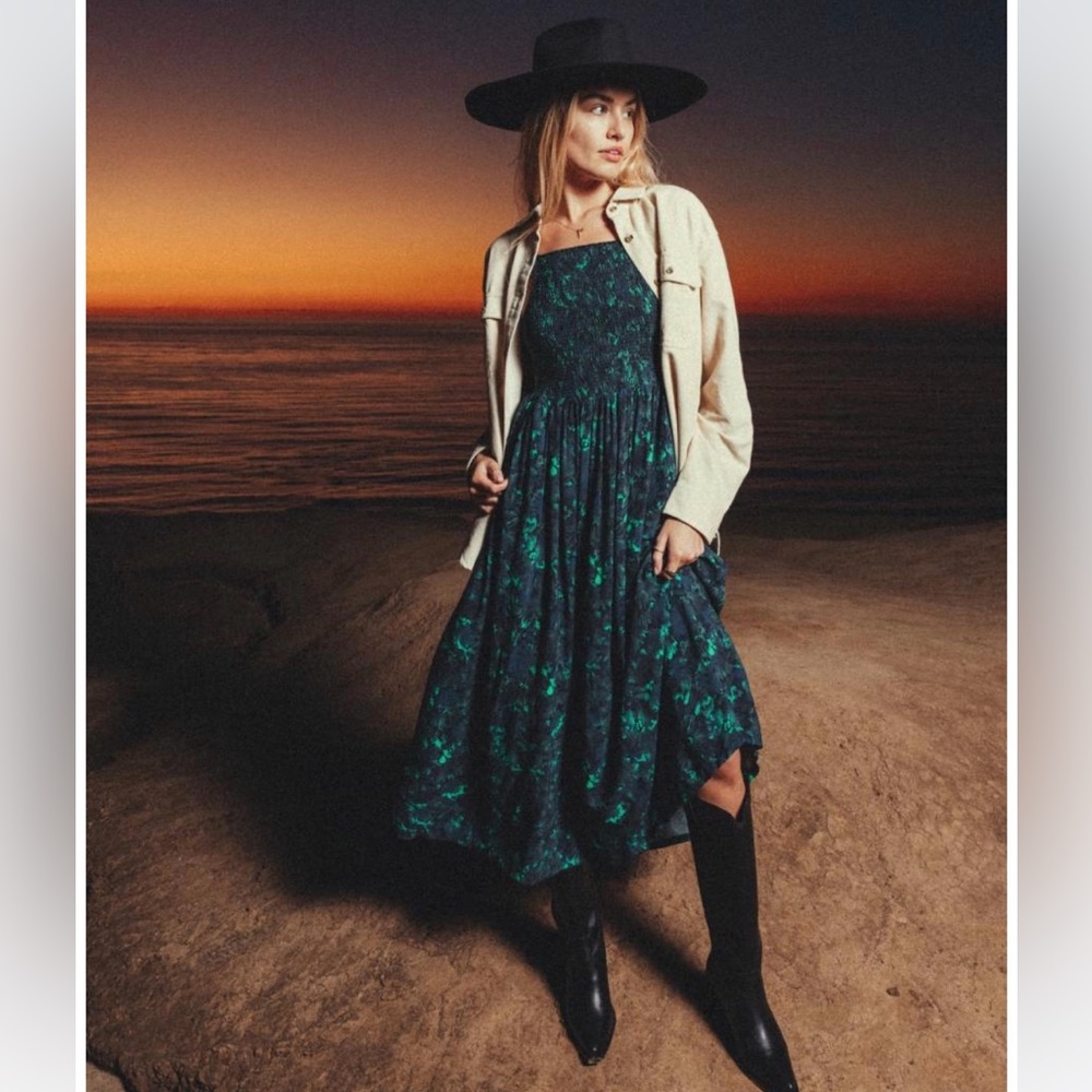 Brixton Teal and Black Midi Dress